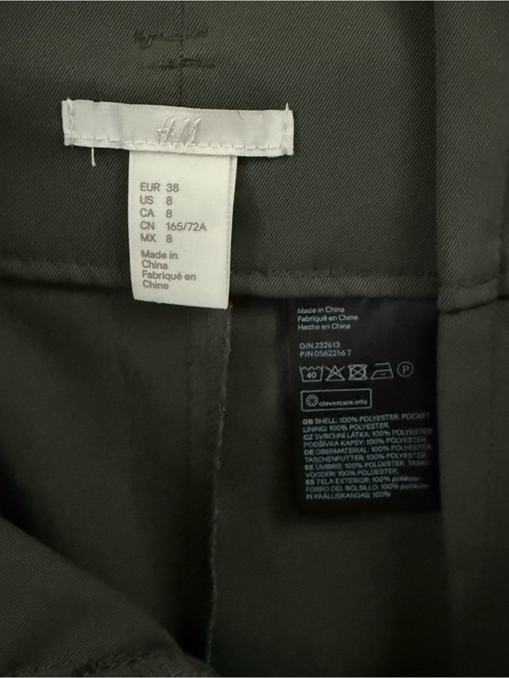 H&M Olive Green Paperbag Waist Trousers - Picture 2 of 5